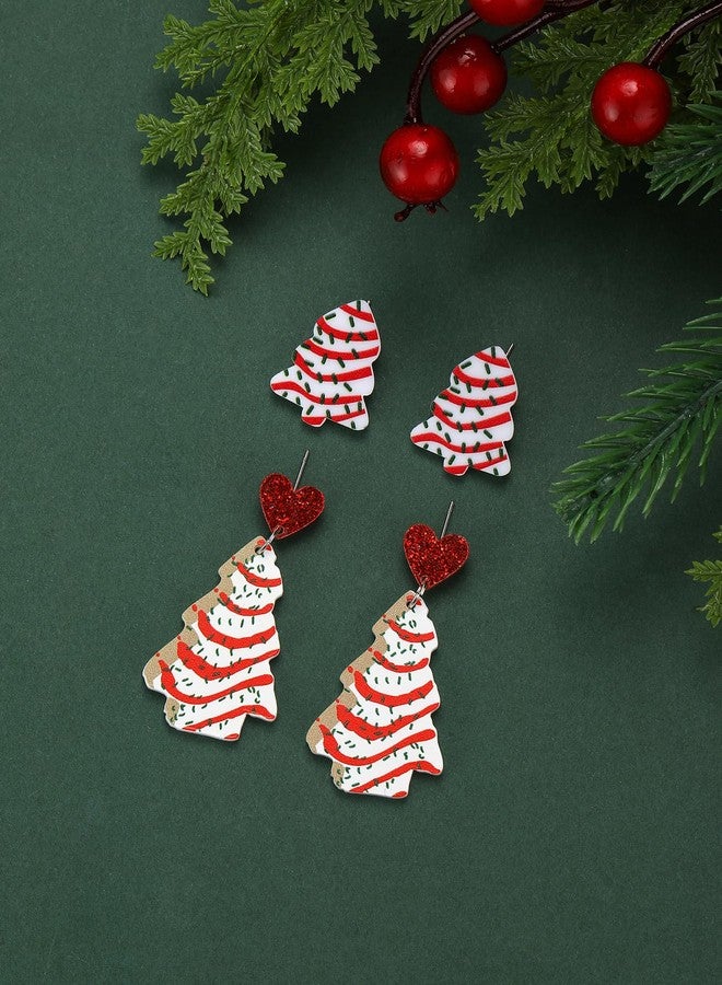 Adoshine Christmas Tree Cake Earrings for Women Cute Funny Acrylic Xmas New Year Party Holiday Earring (Style3-6 pairs Christmas Cake earrings) - Image 2